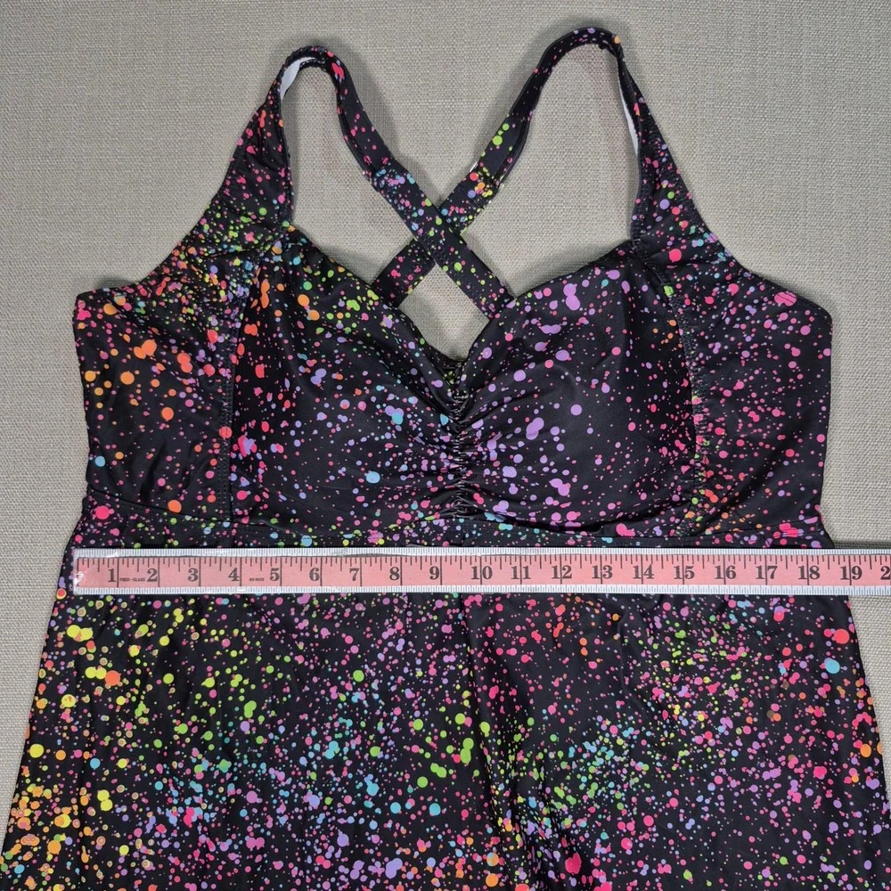 Summer Mae Tankini Swim Neon Paint Splatter Tummy Control New Top Only Size 22W